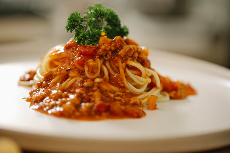 Spaghetti Bolognese with rich meat sauce