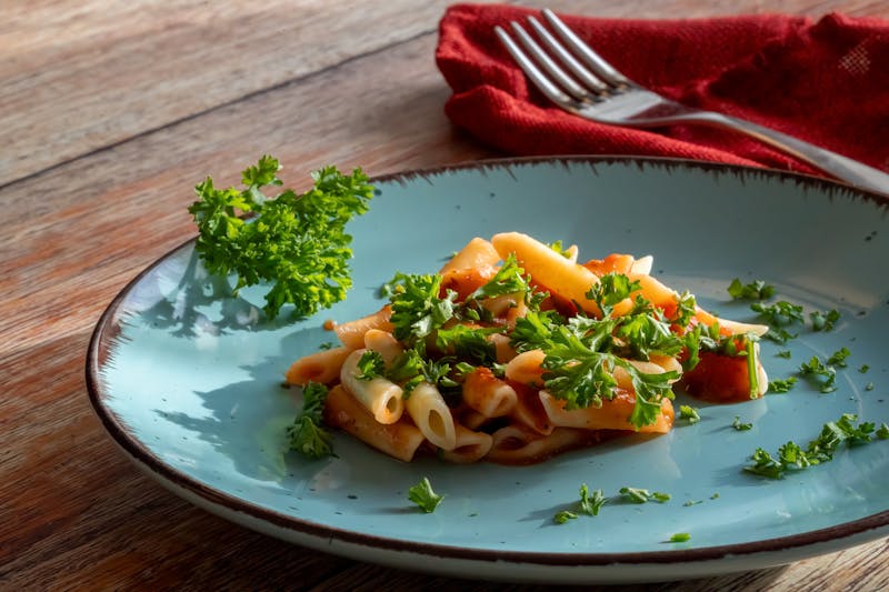 Penne arrabbiata with spicy tomato sauce