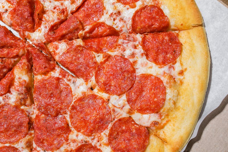 Pepperoni pizza with crispy pepperoni slices